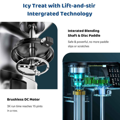 Ice Cream Maker, 11-in-1 Frozen Treat Maker for Gelato, Sorbet, Milkshakes, Mix-ins, 3 pcs 19oz Pints, Brushless Motor, Ice Cream Recipes (Silver)