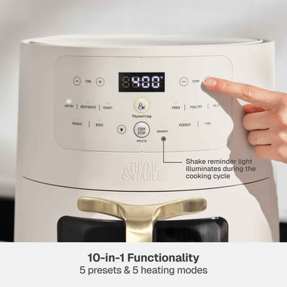 Thyme & Table 6QT Air Fryer, with ThymeCrisp™ and Ceramic-Coated Nonstick Basket, Sand White