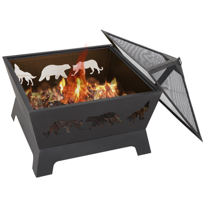 SuperDeal Patio Yard Fire Pits Wood Burning Outdoor Fireplace W/Rain Cover & Poker