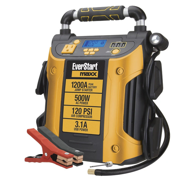 Maxx J5CPDE Jump Starter 1200 Peak Battery Amps 500W Inverter 120 PSI