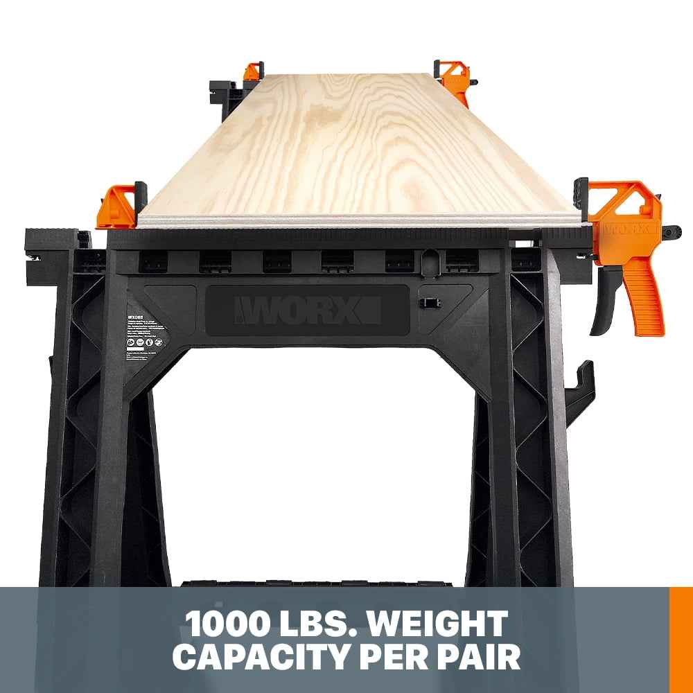 Worx WX065 Clamping Sawhorses with Bar Clamps