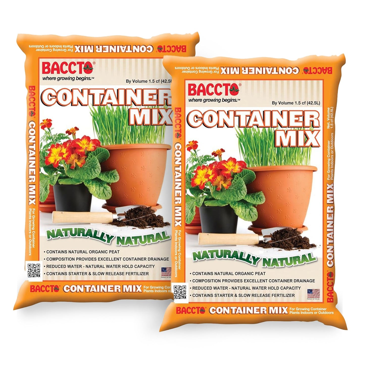 Michigan Peat Company BACCTO Container Planting Mix & Starter, 1.5 Cu Ft, 2 Pack