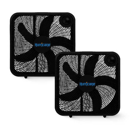 Hurricane 20" Classic Series Floor Box Fan with 3 Speed Settings, Black, 2 Pack