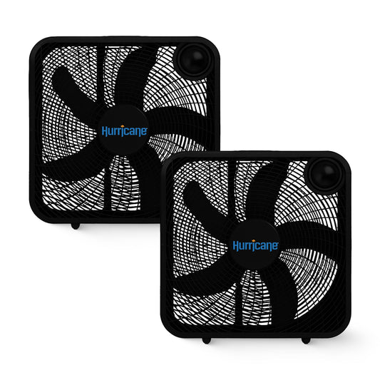 Hurricane 20" Classic Series Floor Box Fan with 3 Speed Settings, Black, 2 Pack