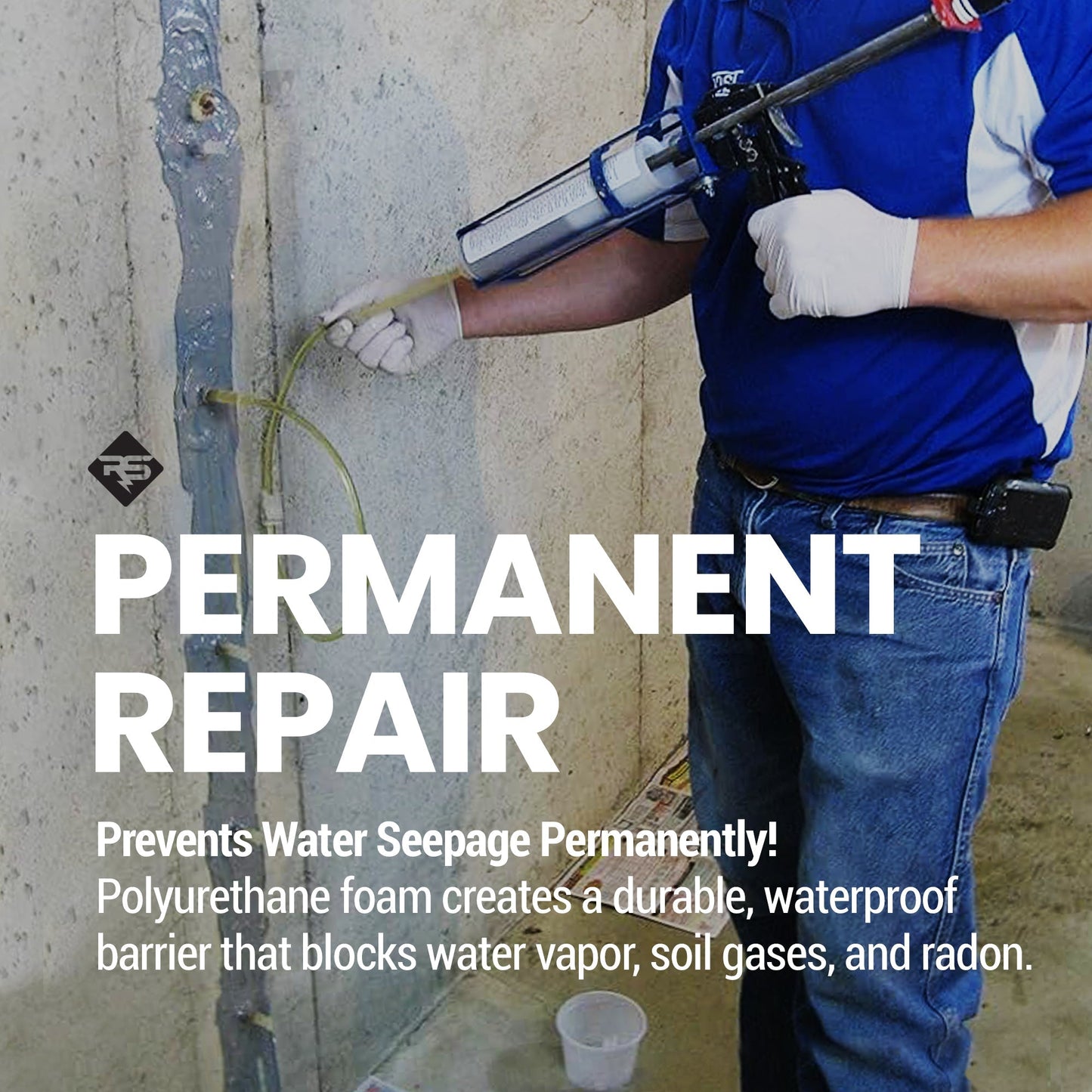 RadonSeal Concrete Foundation Crack DIY Repair Kit for Basement Wall Cracks