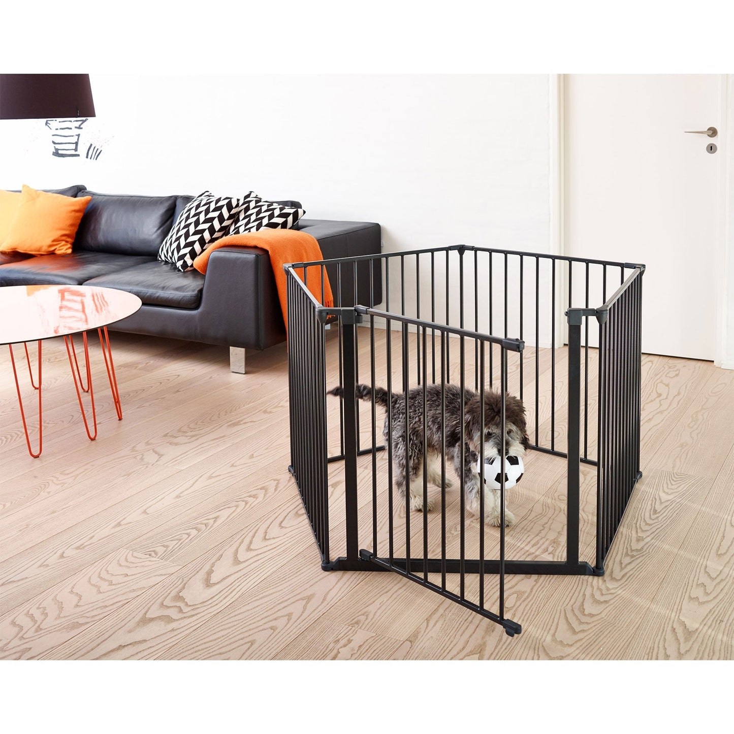 Scandinavian Pet Design Pet Flex System XXL Wall Mounted At Home Dog Gate, Black