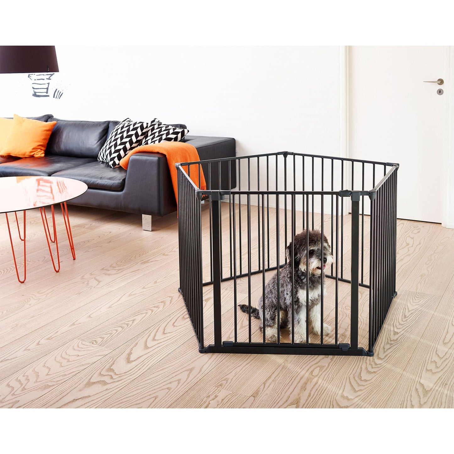 Scandinavian Pet Design Pet Flex System XXL Wall Mounted At Home Dog Gate, Black