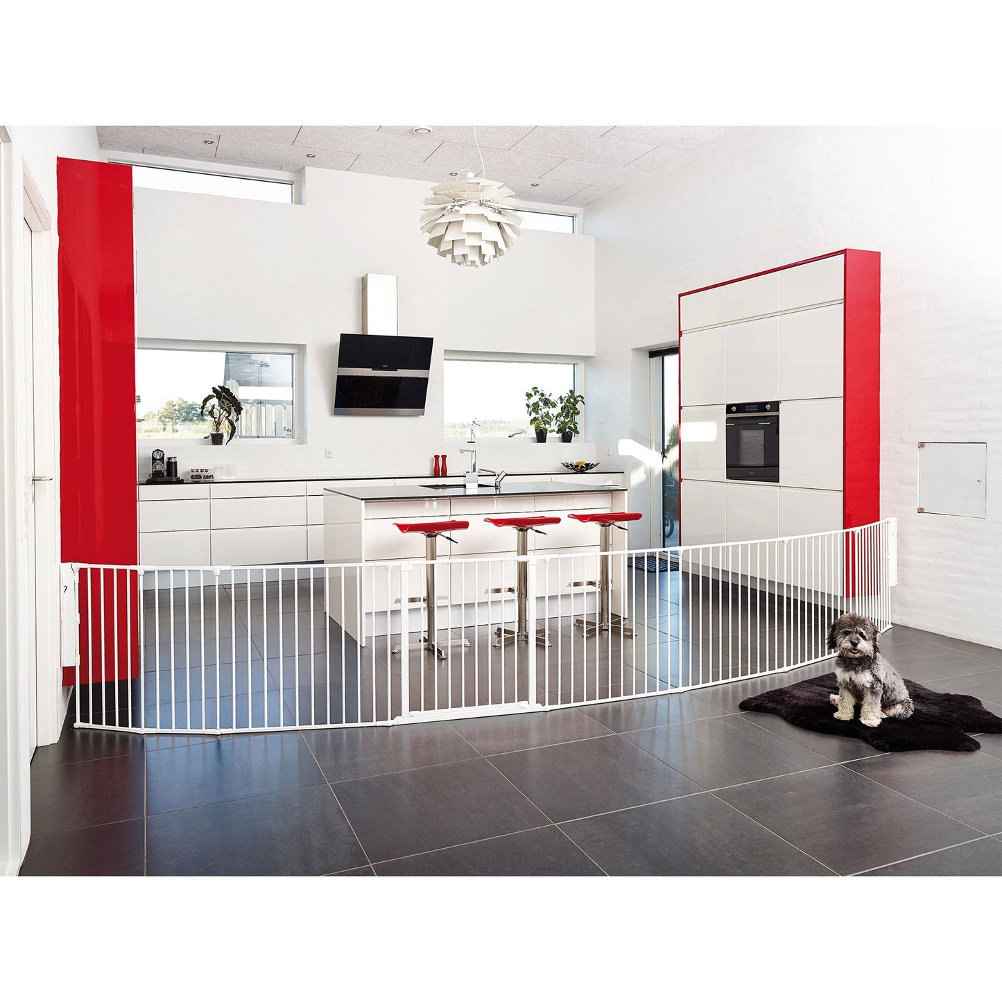 Scandinavian Pet Design Pet Flex System XXL Wall Mounted At Home Dog Gate, White