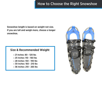 Outbound Men and Women's Lightweight 30 x 8" Aluminum Frame Snowshoes, Black