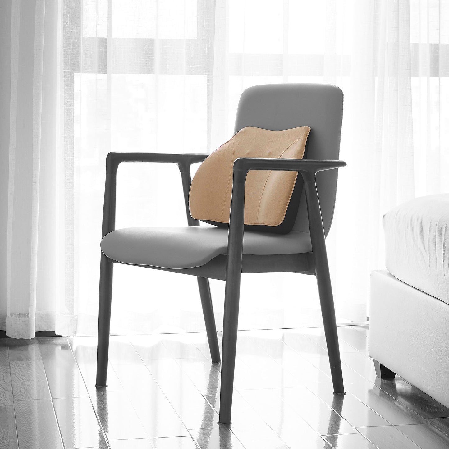 WENNEBIRD Model Q Lumbar Memory Foam Support Pillow to Improve Posture, Beige