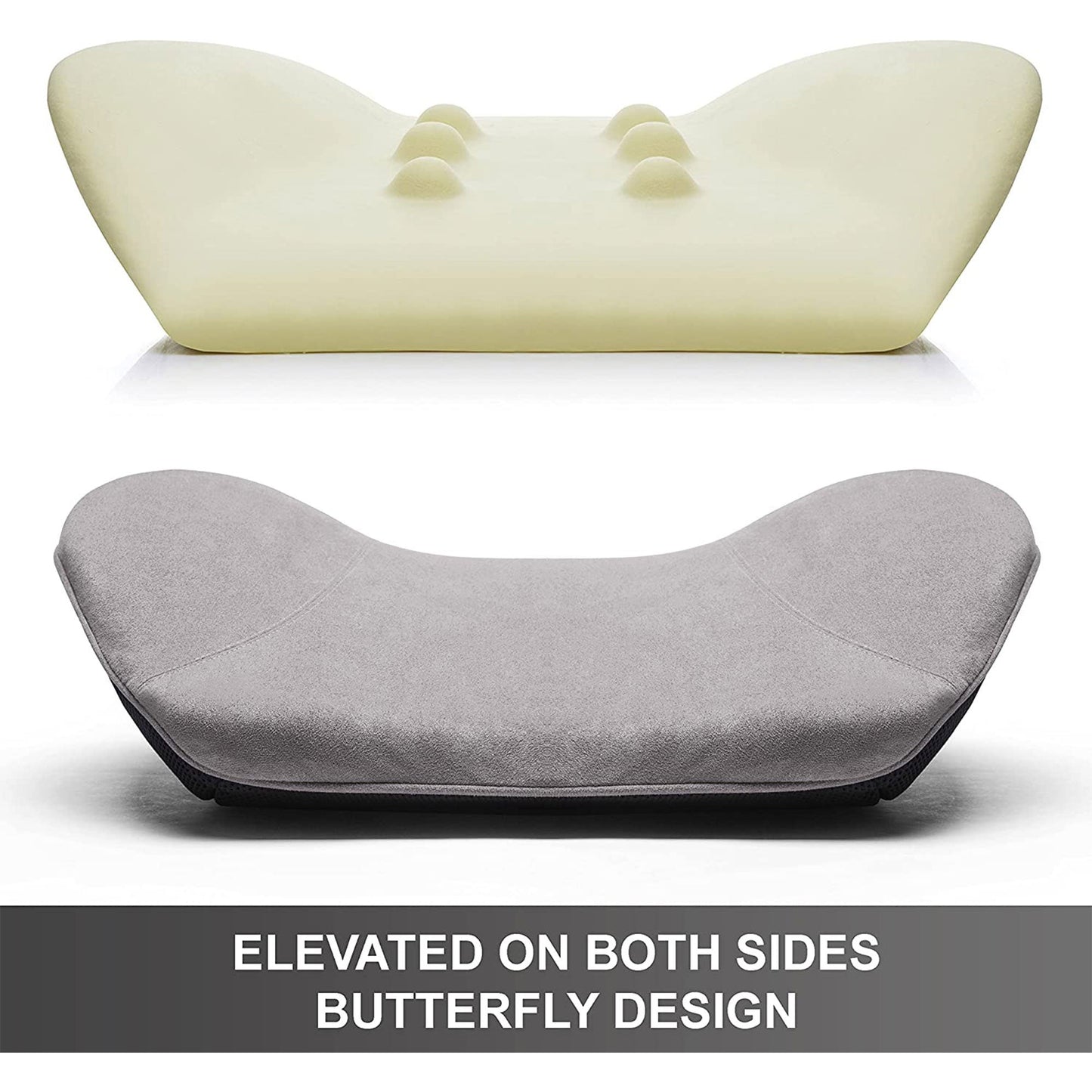 WENNEBIRD Model Q Lumbar Memory Foam Support Pillow to Improve Posture, Grey