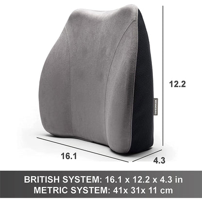 WENNEBIRD Model Q Lumbar Memory Foam Support Pillow to Improve Posture, Grey
