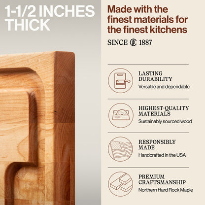 John Boos Au Jus Maple Wood Cutting Board with Juice Groove, 20" x 15" x 1.5"