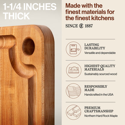 John Boos Prestige Maple Wood Edge Grain Kitchen Cutting Board,22" x 16" x 1.25"