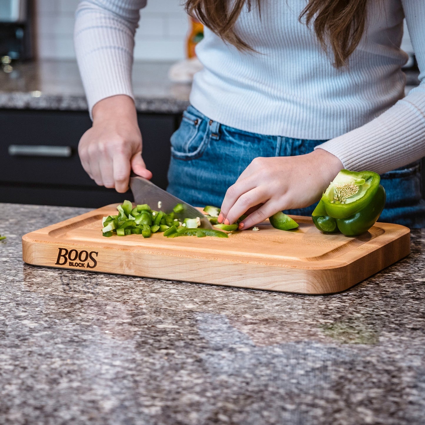 John Boos Prestige Maple Wood Edge Grain Kitchen Cutting Board,22" x 16" x 1.25"