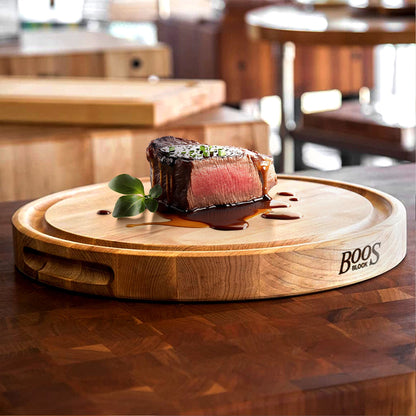 John Boos Round Maple Wood Cutting Board with Juice Groove, 15" x 15" x 1.75"