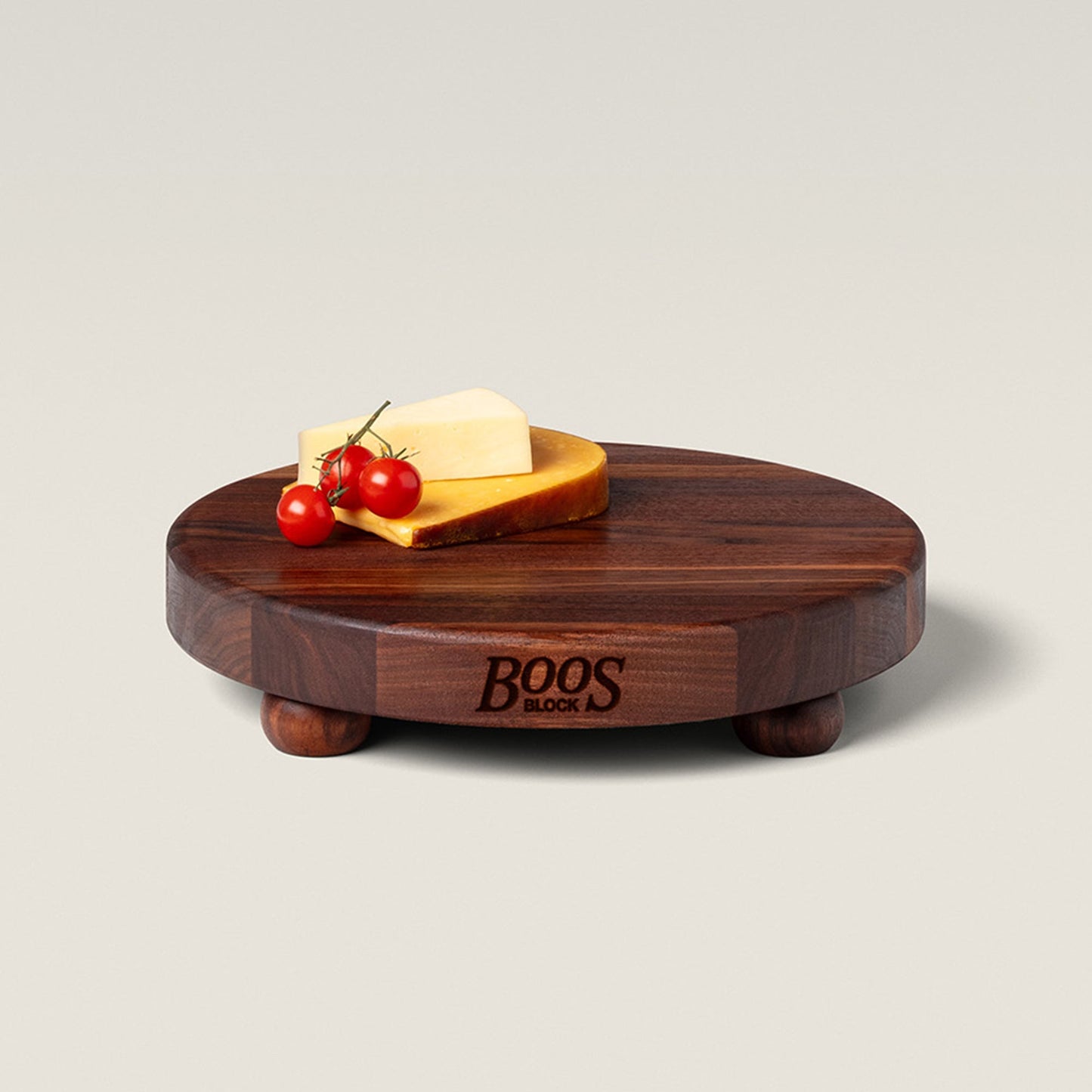John Boos Walnut Wood Edge Grain Round Cutting Board for Kitchen, 12" x 1.5"