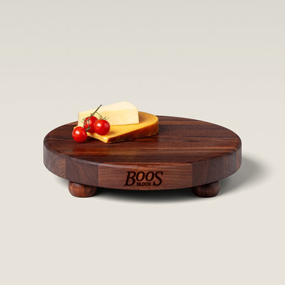John Boos Walnut Wood Edge Grain Round Cutting Board for Kitchen, 12" x 1.5"