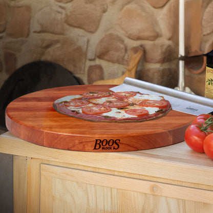 John Boos Cherry Wood End Grain Round Cutting Board for Kitchen,18" x 18" x 1.5"