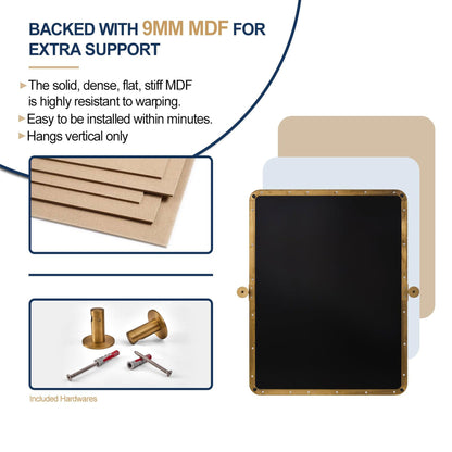 ANDY STAR Modern 22x34" Rectangular Wall Hanging Bathroom Mirror, Brushed Gold