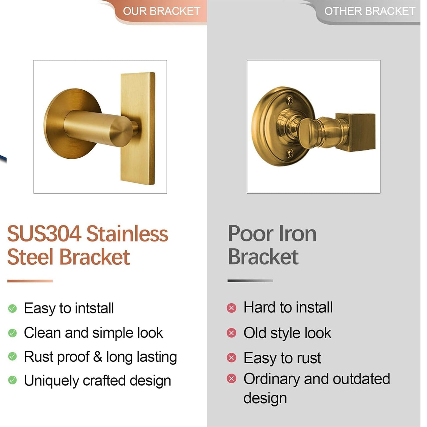 ANDY STAR Modern 22x34" Rectangular Wall Hanging Bathroom Mirror, Brushed Gold