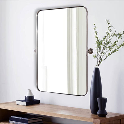 ANDY STAR Modern 22x34" Rectangular Wall Hanging Bathroom Mirror, Brushed Gold