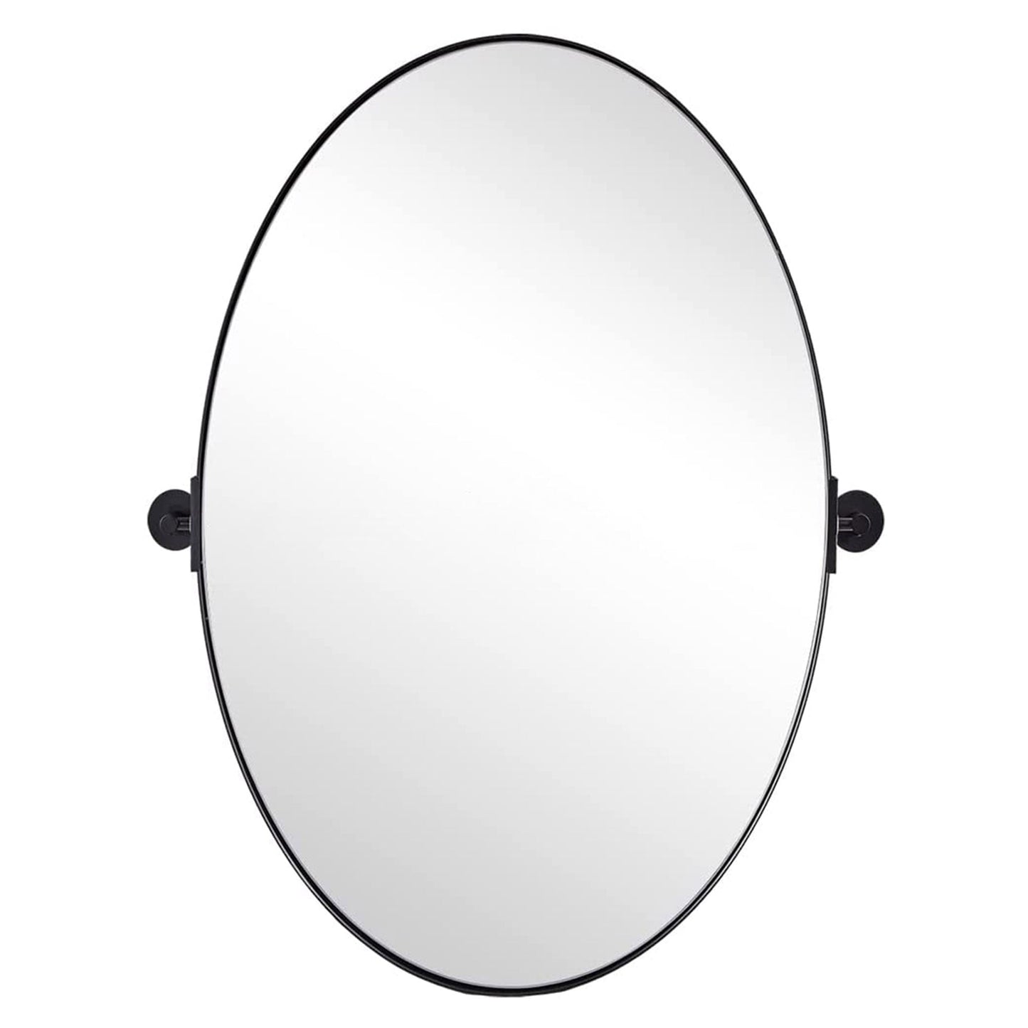 ANDY STAR Modern 25 x 38 Inch Oval Wall Hanging Bathroom Mirror, Matte Black