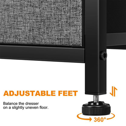 REAHOME 8 Drawer Wood Top Storage Dresser w/ 2 Drawer Organizers, Light Grey