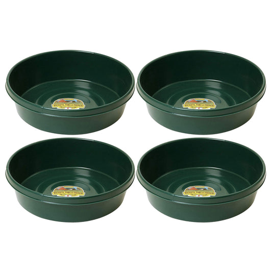 Little Giant 3 Gal Durable Flat Farm Livestock Feed Utility Pan, Green (4 Pack)