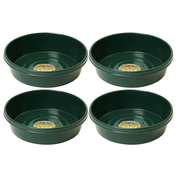 Little Giant 3 Gal Durable Flat Farm Livestock Feed Utility Pan, Green (4 Pack)