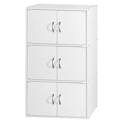 Hodedah 6 Door Enclosed Multipurpose Storage Cabinet for Home & Office, White