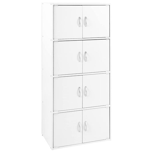 Hodedah 8 Door Enclosed Multipurpose Storage Cabinet for Home and Office, White