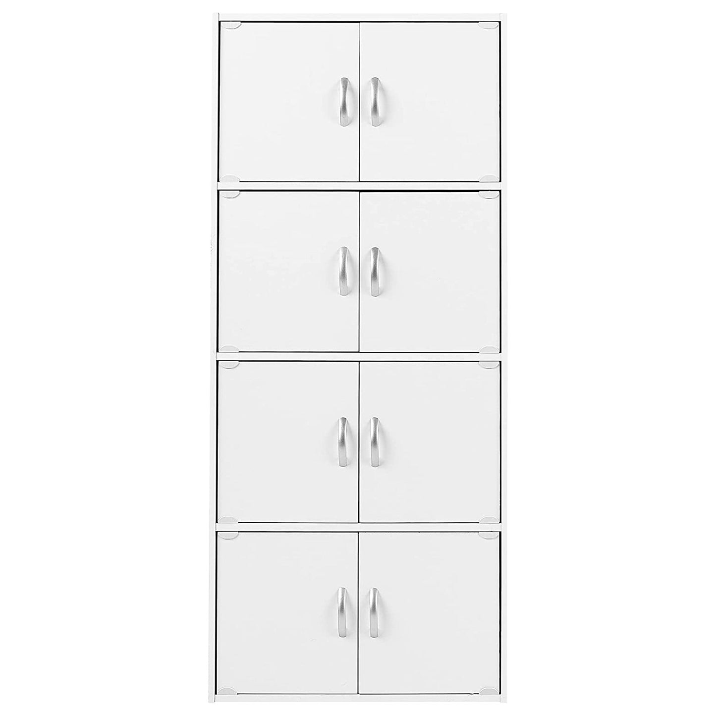 Hodedah 8 Door Enclosed Multipurpose Storage Cabinet for Home and Office, White
