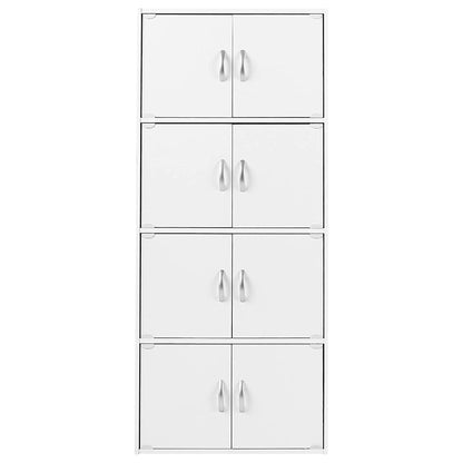 Hodedah 8 Door Enclosed Multipurpose Storage Cabinet for Home and Office, White