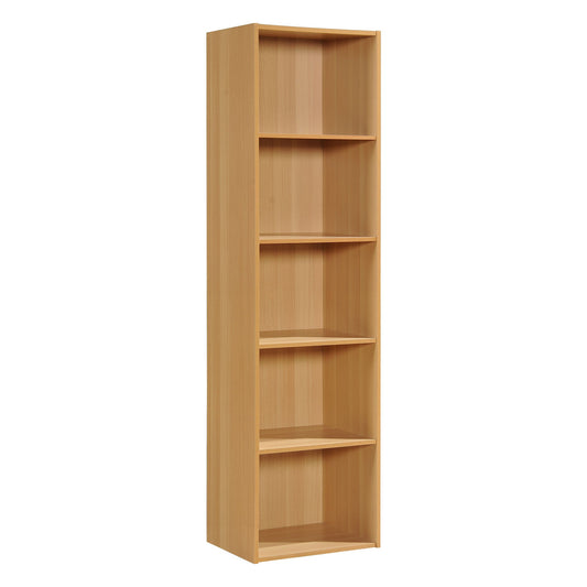Hodedah 12 x 16 x 60 Inch 5 Shelf Bookcase and Office Organizer, Beech Finish
