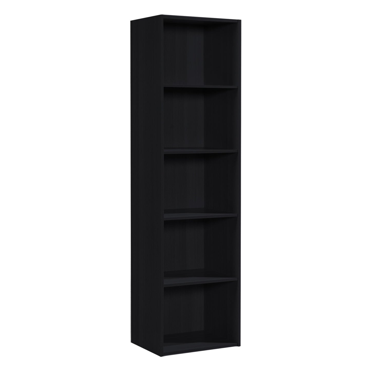 Hodedah 12 x 16 x 60 Inch 5 Shelf Bookcase and Office Organizer, Black Finish