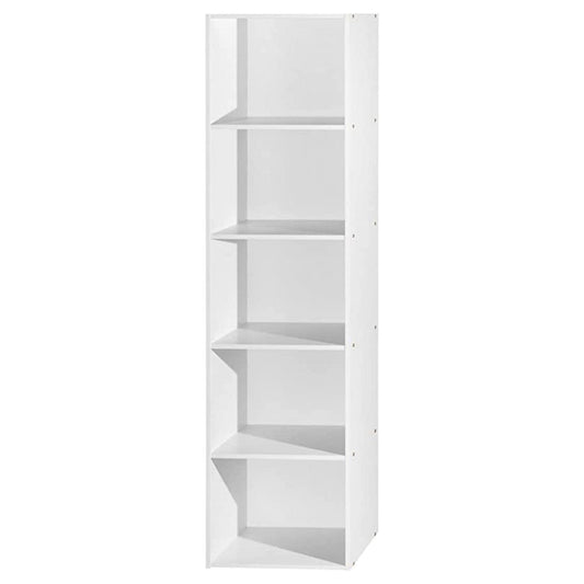 Hodedah 12 x 16 x 60 Inch 5 Shelf Bookcase and Office Organizer, White Finish