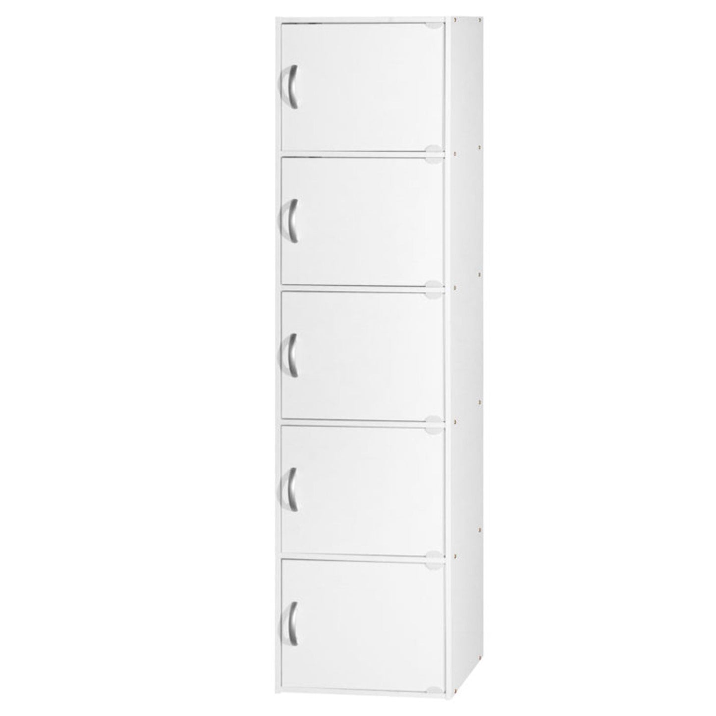 Hodedah 5 Shelf Home and Office Enclosed Organization Storage Cabinet, White