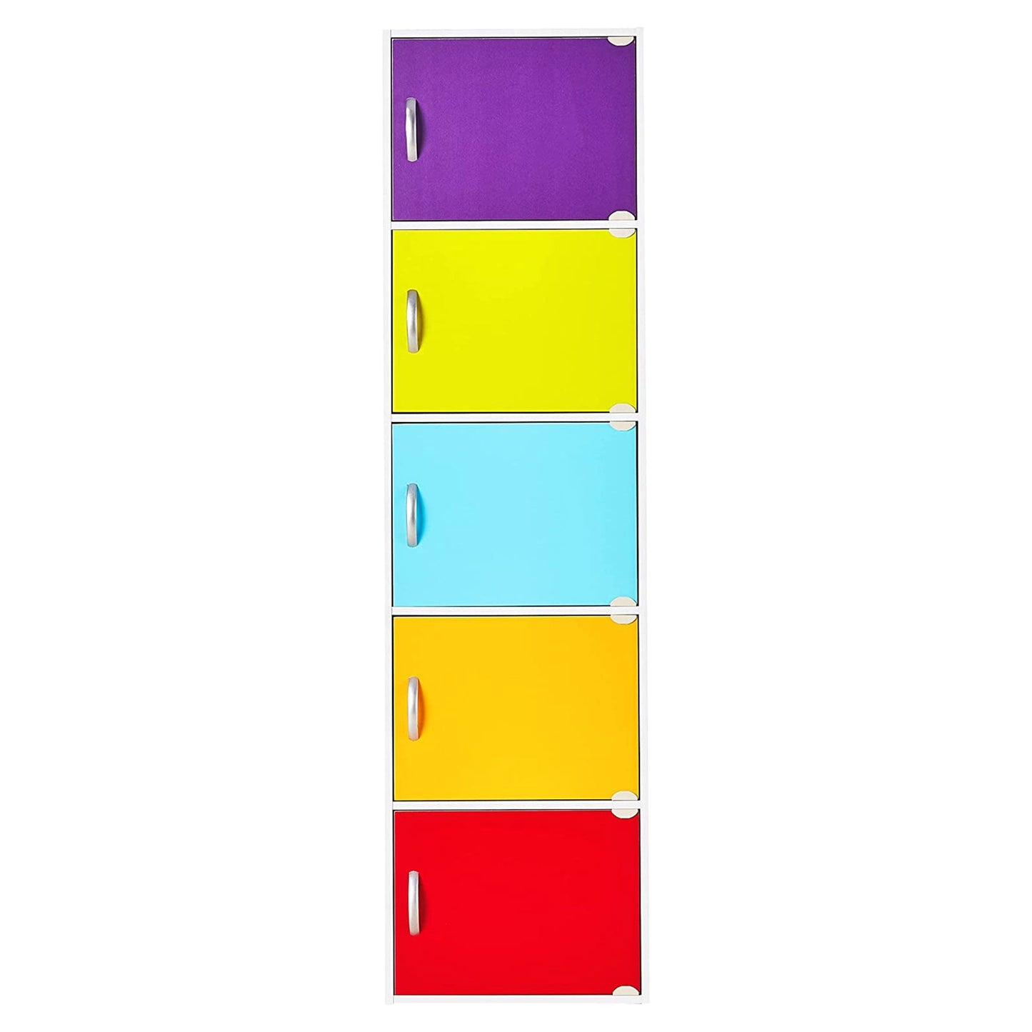 Hodedah 5 Shelf Home and Office Enclosed Organization Storage Cabinet, Rainbow