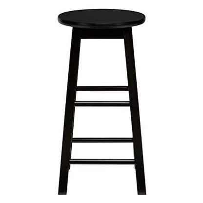 PJ Wood Classic Round-Seat 29 Inch Tall Kitchen Counter Stools, Black, Set of 2