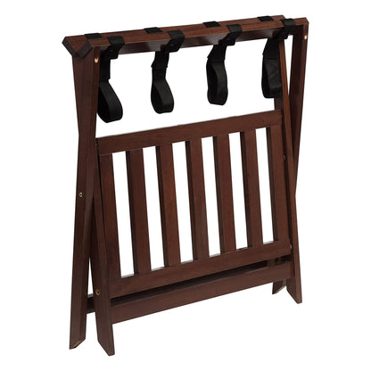 PJ Wood Hotel Style Wood Home Folding Suitcase Luggage Rack with Shelf, Walnut - Find Fresh Goods