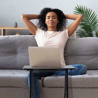 PJ Wood Folding TV Tray Tables with Compact Storage Rack, Black, 5 Piece Set