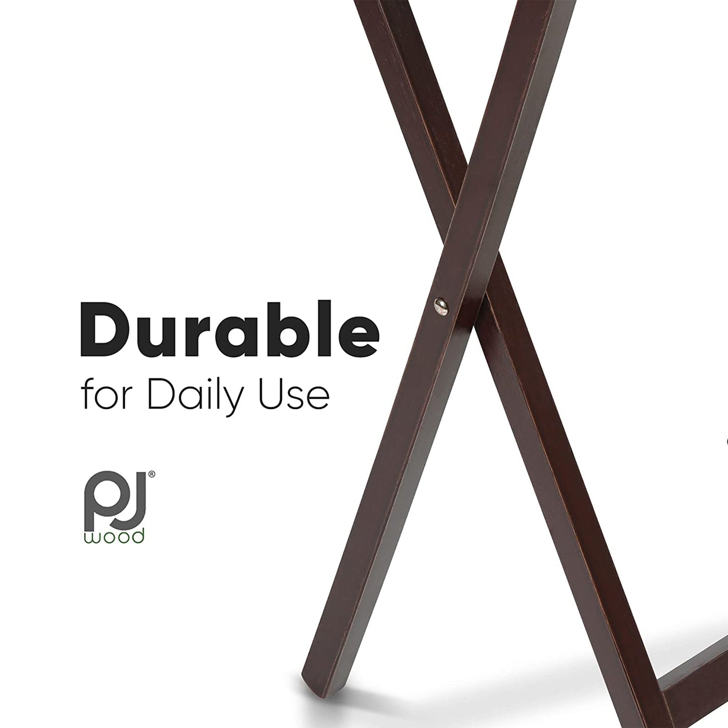 PJ Wood Folding TV Tray Tables with Compact Storage Rack, Espresso, 5 Piece Set