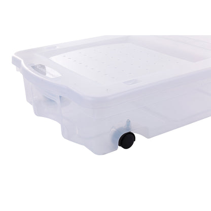 Rubbermaid 68 Qt Under Bed Wheeled Storage Boxes with Dual Hinged Lids (2 Pack)