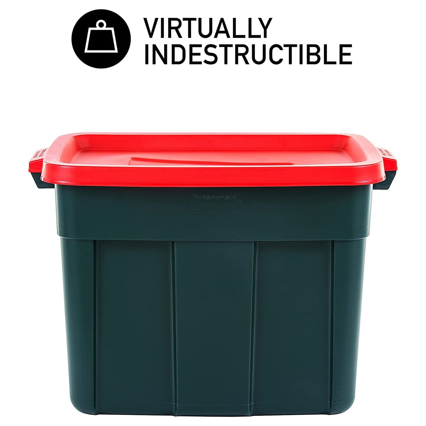 Rubbermaid Roughneck 18 Gal Plastic Holiday Storage Tote, Green and Red (6 Pack)