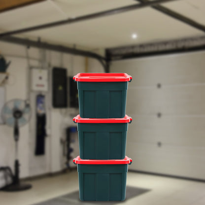 Rubbermaid Roughneck 18 Gal Plastic Holiday Storage Tote, Green and Red (6 Pack)