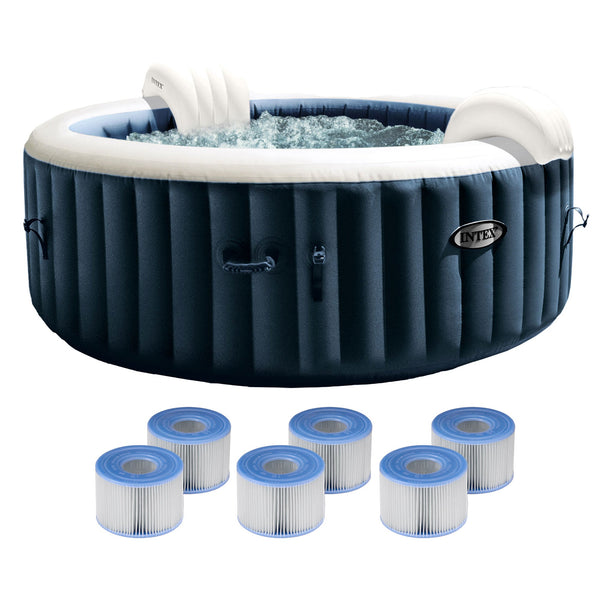 Intex PureSpa Plus Portable Inflatable Spa & Type S1 Filter Cartridges (6 Pack)