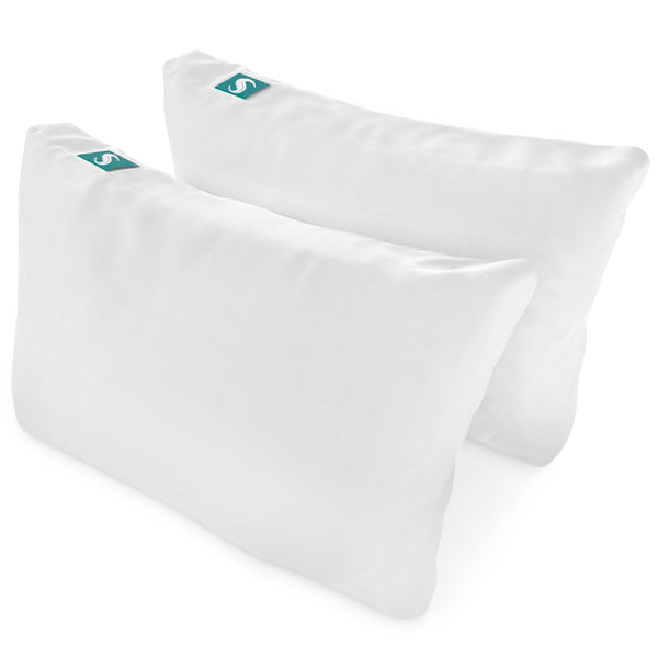 Sleepgram Bed Support Sleeping Pillow with Cover, Queen Size, White (2 Pack)