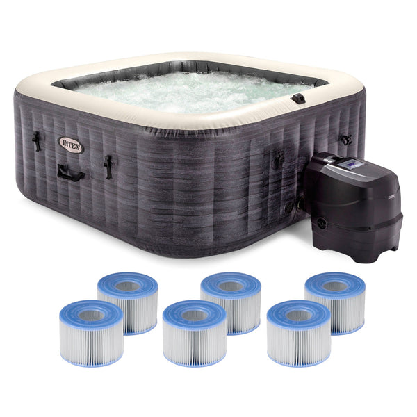 Intex PureSpa Plus Inflatable Square Spa & Type S1 Filter Cartridges (6 Pack)
