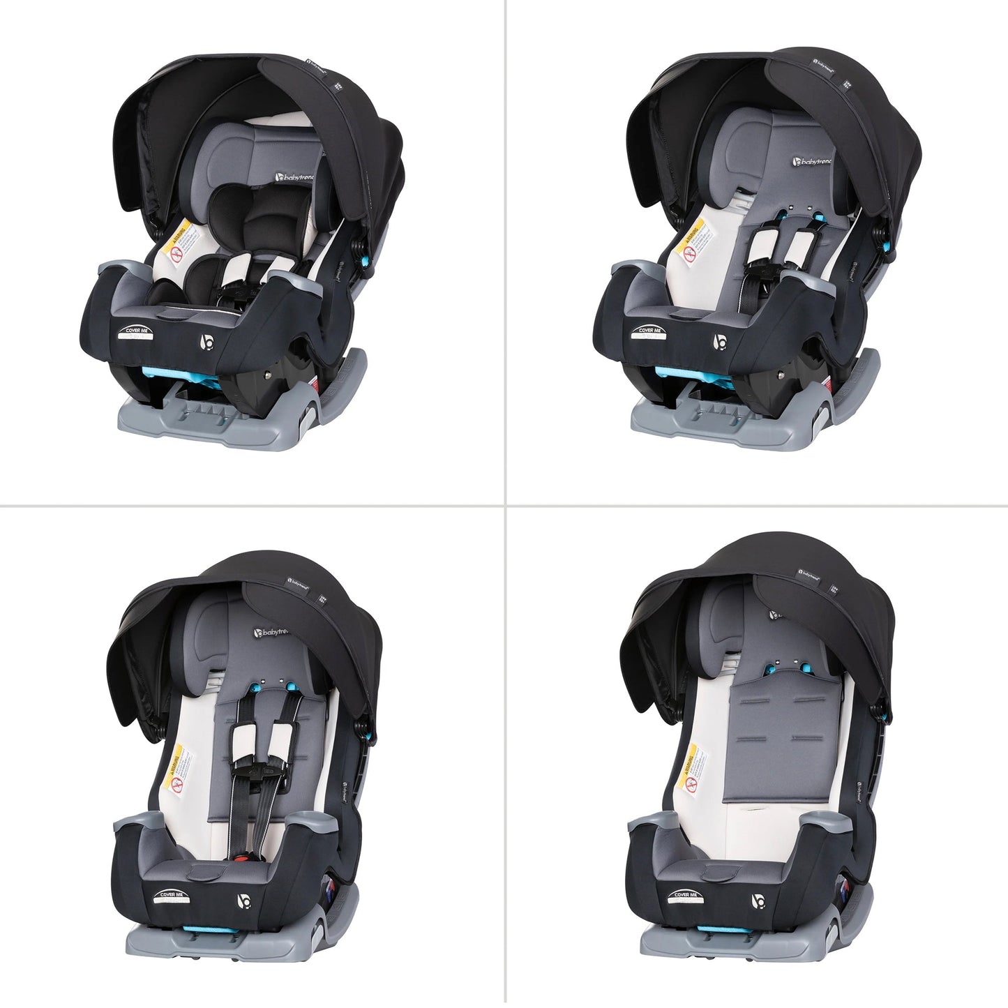 Baby Trend Cover Me 4 in 1 Convertible Car Seat with Adjustable Canopy, Black